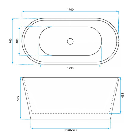 Wanna Akrylowa Wolnostojąca Ofelia 170