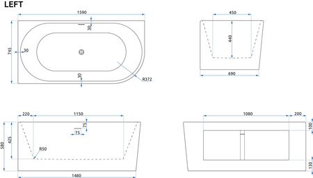 Wanna Akrylowa Narożna Bellanto 160 cm