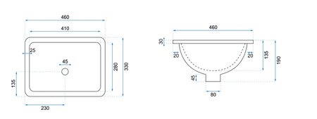 Umywalka Podblatowa Adela
