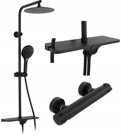 Zestaw Natryskowy Mike Black z Termostatem Czarny