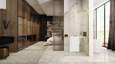 Ścianka Walk In Aero Gold Złota z półą Evo Gold