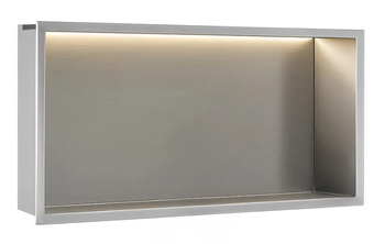 Półka Łazienkowa Wnękowa LED 60x30 Stal Szczotkowana