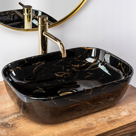 Umywalka Nablatowa Belinda Black Marble Shiny