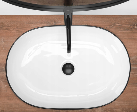 Umywalka Nablatowa Cleo 61 White Black Edge