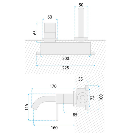 Bateria Umywalkowa Podtynkowa Foster Złota Szczotkowana + Box