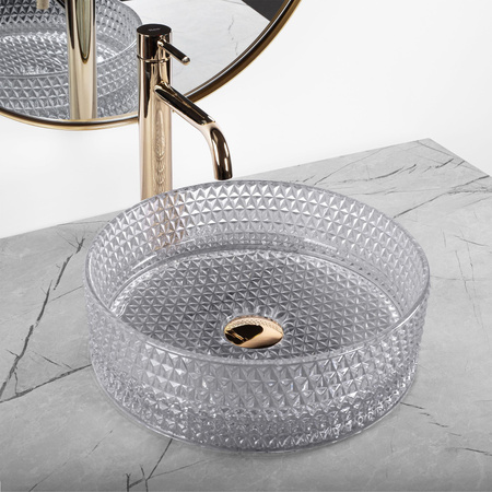 Umywalka Nablatowa Szklana Cristal Light Grey