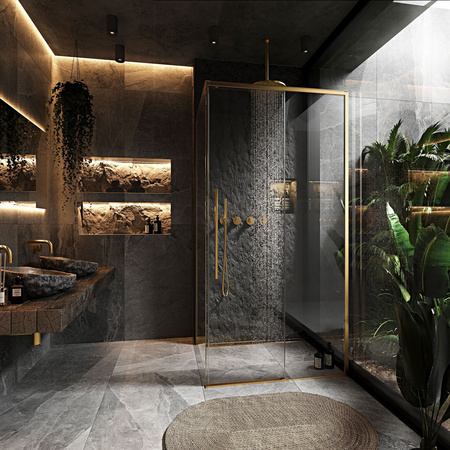 Kabina Prysznicowa Solar Gold Brush 80x100 Złota Szczotkowana