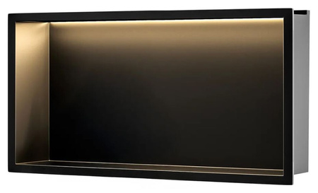 Półka Łazienkowa Wnękowa LED 60x30 Czarna