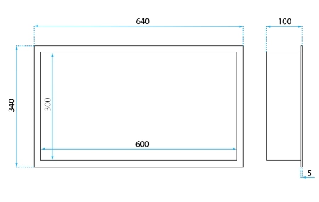 Półka Łazienkowa Wnękowa LED 60x30 Stal Szczotkowana