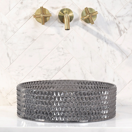 Umywalka Nablatowa Szklana Cristal 35 Black
