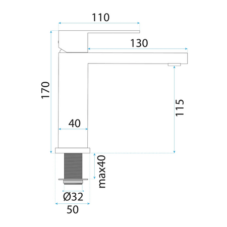 Bateria Umywalkowa Arlo Czarna Niska
