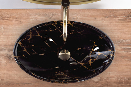 Umywalka Nablatowa Pamela Black Marble Shiny