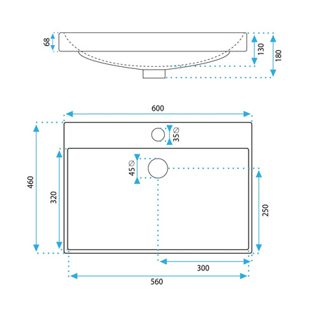 Umywalka Wpuszczana Mandy 60