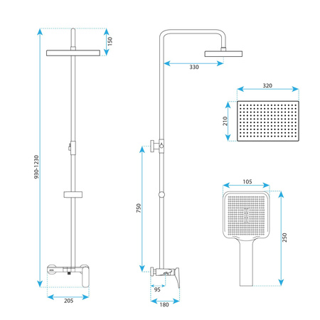 Zestaw Natryskowy Natynkowy Joe Złoty Szczotkowany
