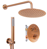 Zestaw Natryskowy Podtynkowy Lungo z Termostatem + BOX Miedź Szczotkowana