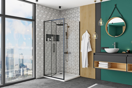 Czarna Narożna Kabina Prysznicowa Rapid Fold Składana