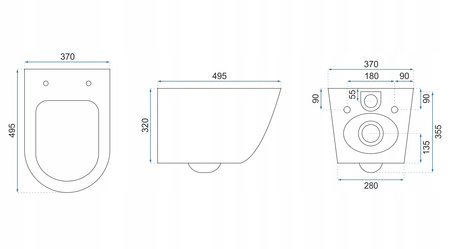 Misa WC Podwieszana Carlo Mini Rimeless Złoto Czarna