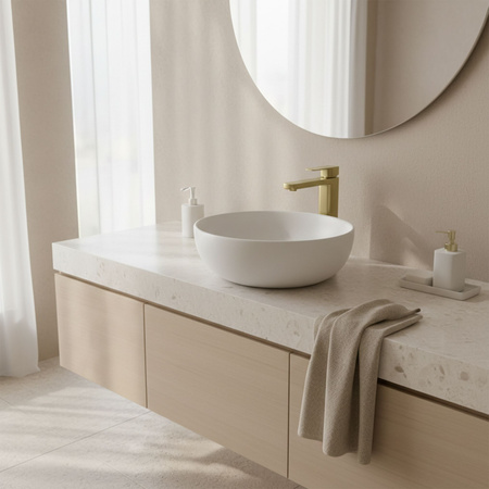 Bateria Umywalkowa Arlo Złota Szczotkowana Wysoka