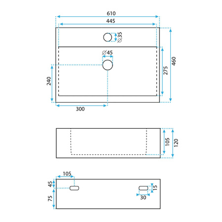 Umywalka Konglomeratowa Ścienna Alison 60
