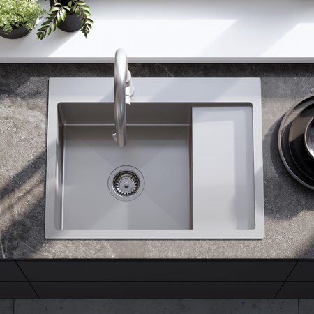 Zlewozmywak Kuchenny Finn Nikiel Szczotkowany + Syfon
