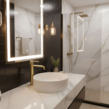 Bateria Umywalkowa Foster Złota Szczotkowana Wysoka