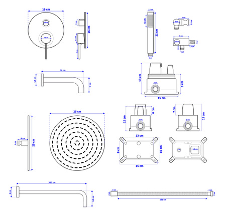 Zestaw Wannowo-Prysznicowy Podtynkowy Lungo Czarny