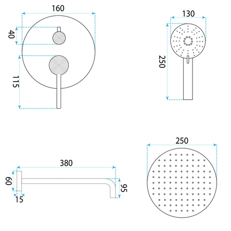 Zestaw Natryskowy Podtynkowy Nikiel Szczotkowany + BOX