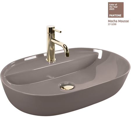 Umywalka Nablatowa Aura 61 Beige Shiny