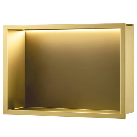 Półka Łazienkowa Wnękowa LED 45x30 Złota Szczotkowana