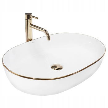 Umywalka Nablatowa Cleo 61 White Gold Edge