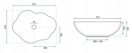 Umywalka Nablatowa Pearl White Gold Edge
