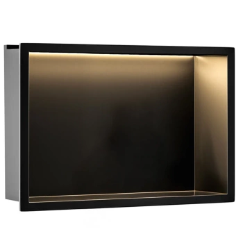 Półka Łazienkowa Wnękowa LED 45x30 Czarna