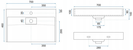 Umywalka Konglomeratowa Nablatowa Goya Black 70 cm
