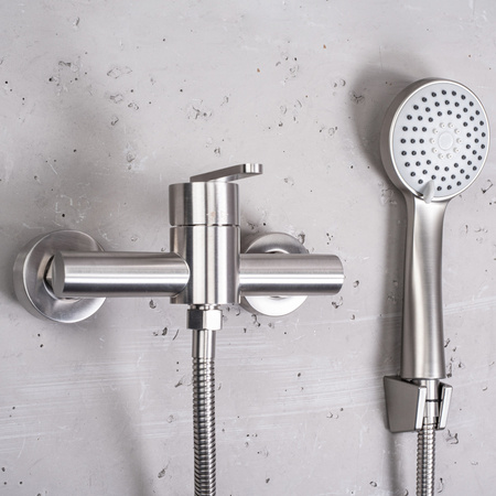 Bateria Prysznicowa Ścienna Ontario Nikiel Szczotkowany