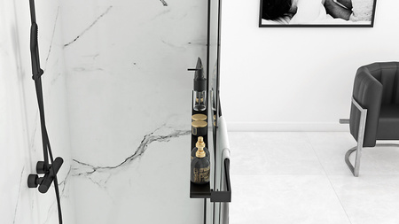 Półka Z Wieszakiem Na Ręczniki do Ścianki Prysznicowej Evo Black Czarna