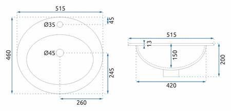 Umywalka Wpuszczana Dalia