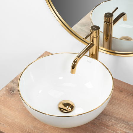 Umywalka Nablatowa Stella White Gold Edge