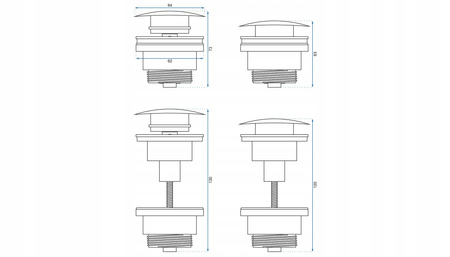 Korek Umywalkowy Klik-Klak Uniwersalny Biały Matowy