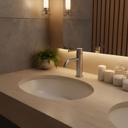 Bateria Umywalkowa Foster Nikiel Szczotkowany Niska