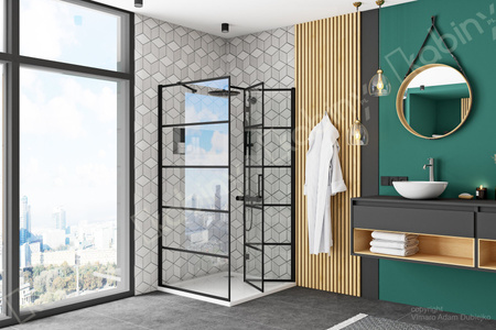 Kabina Prysznicowa Składana Molier Black Ze Ścianką Stałą 