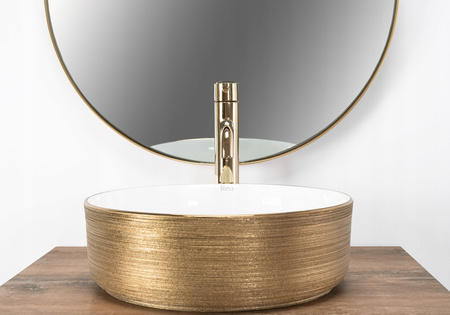 Umywalka Nablatowa Sami White Brush Gold