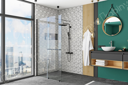 Przesuwna Ścianka Prysznicowa Czarna Cortis Black