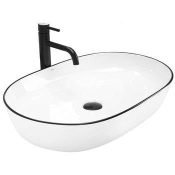 Umywalka Nablatowa Cleo 61 White Black Edge