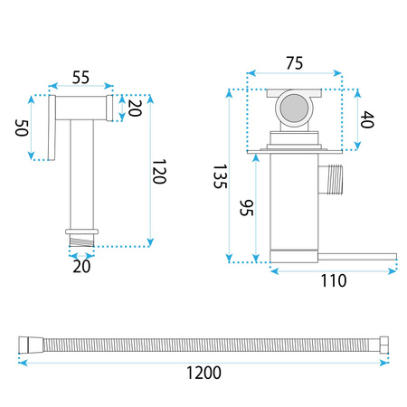 Bateria Bidetowa Podtynkowa Foss Clif Nikiel Szczotkowany