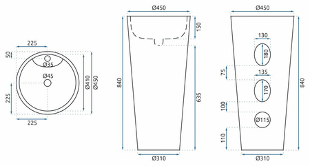 Umywalka Wolnostojąca Ceramiczna Anya Lava Mat