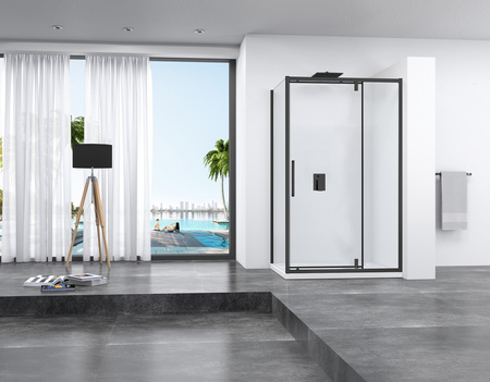 Czarna Narożna Kabina Prysznicowa Rapid Swing Otwierana