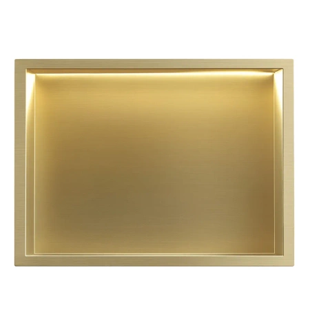 Półka Łazienkowa Wnękowa LED 45x30 Złota Szczotkowana