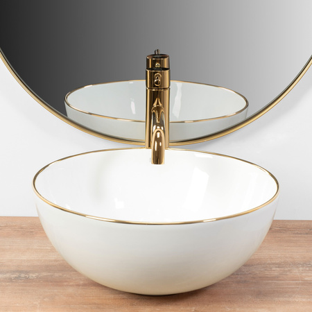 Umywalka Nablatowa Stella White Gold Edge