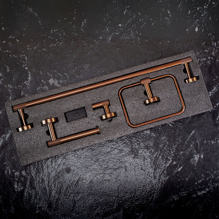 Komplet Wieszaków Łazienkowych Grid Miedź Szczotkowana