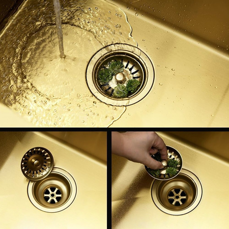 Zlewozmywak Kuchenny LEO 40 cm Złoto Szczotkowane + Syfon